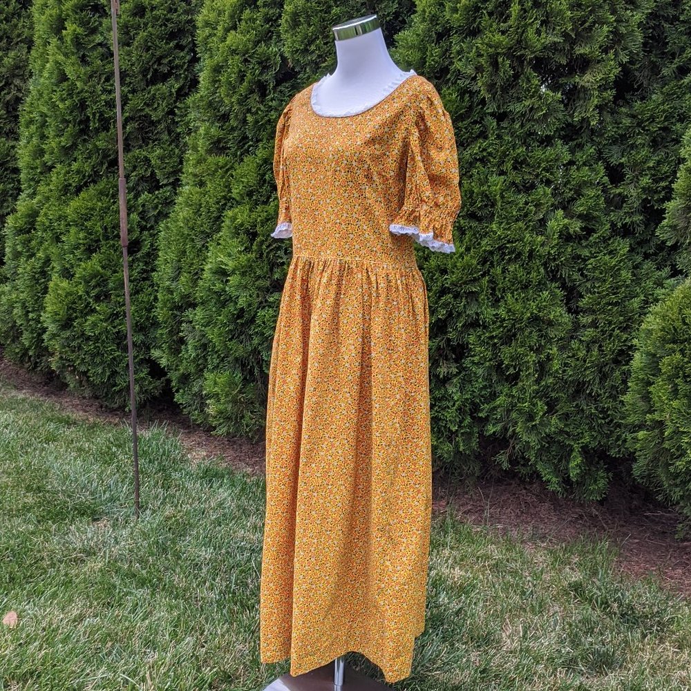Handmade Vintage Prairie Cottagecore Puff Sleeve Farmhouse Dress - Picture 4 of 6